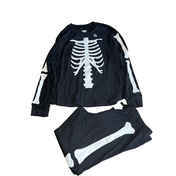 Women's Skeleton Pajama Set - Black & White Halloween Themed Long Sleeve Size 2X - Picture 2 of 12